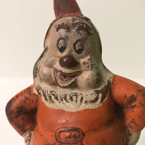 Vintage Walt Disney Snow White Dwarf Figurine Happy Sieberling Latex Figure - Picture 14 of 16